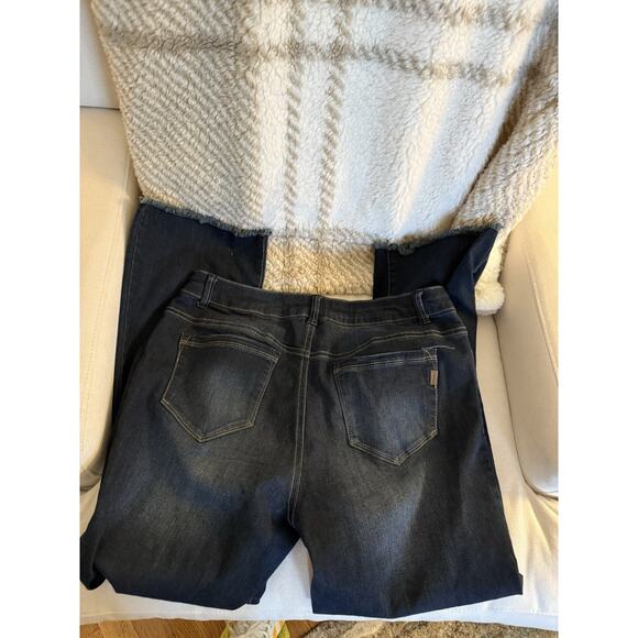 1822 Denim Jeans Womens 10 Blue Ankle Raw Hem Stretch Five Pocket Dark Wash - Picture 3 of 6